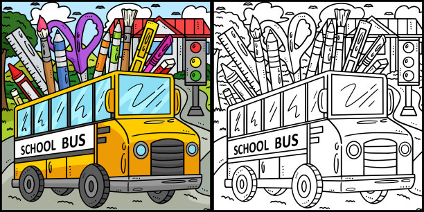回到校车着色页插图图片下载