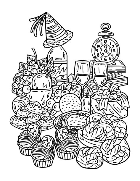 年夜饭孤立成人涂色页图片下载