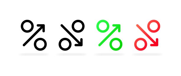 价格的变化。平面，颜色，价格趋势，定价政策，折扣，促销。矢量图标。图片下载