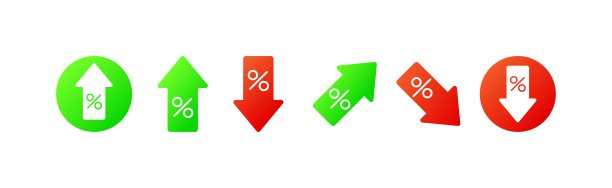 价格运动。平面、颜色、价格走势、价格变化。矢量图标。图片下载