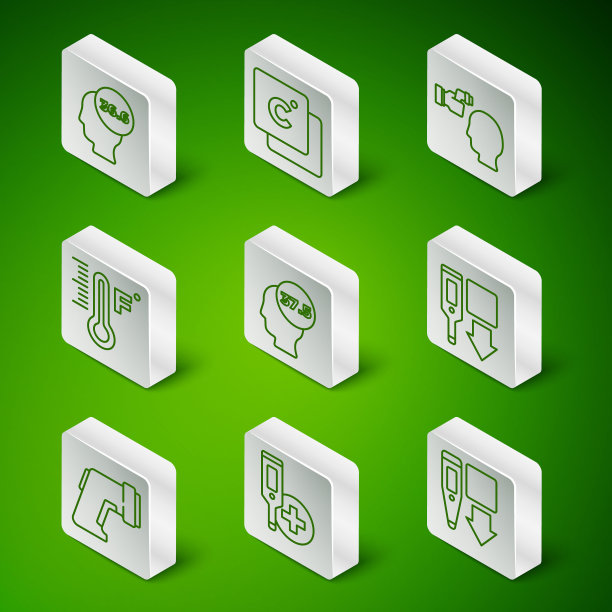 设置线数字温度计，医疗，高人体温度，气象学，摄氏度，和图标。向量图片下载