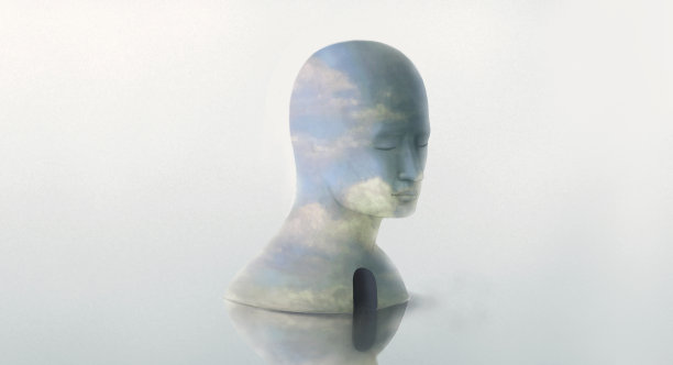 观念艺术的思维，大脑思维，心理健康，精神，灵魂和心理学。概念理念艺术。超现实主义绘画。图片下载