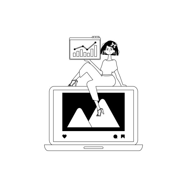 女朋友，照片和成长图。社交网络主题。黑白线性时尚。时尚的风格，矢量插图图片下载