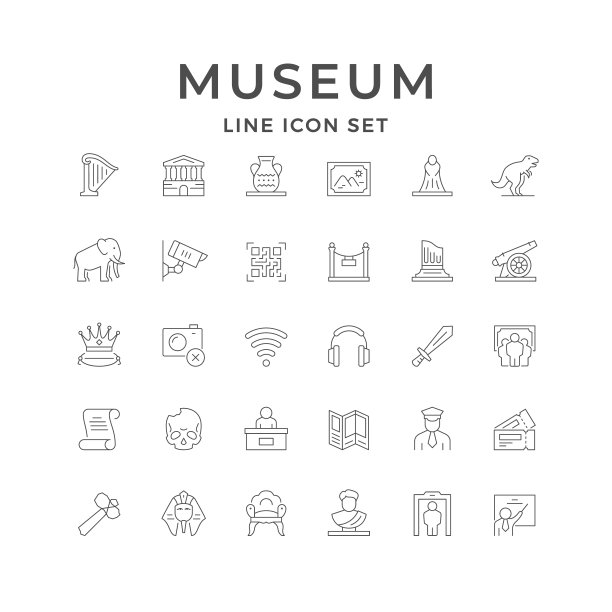 设置博物馆的线条图标图片下载