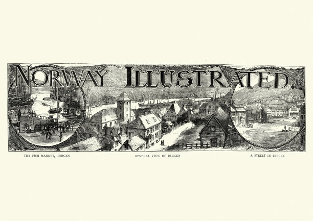 卑尔根，挪威，19世纪，鱼市场，街道图片下载