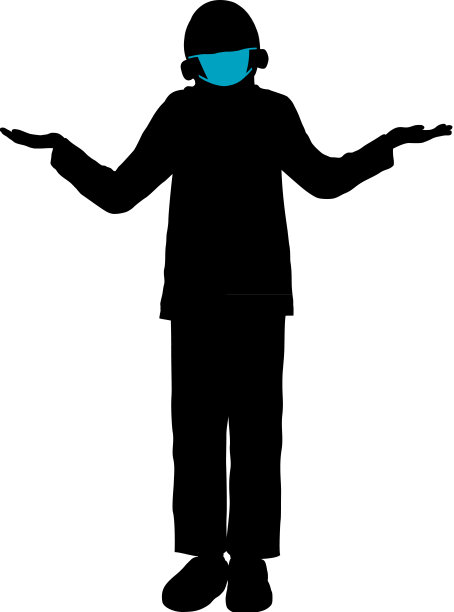 带面罩的孩子耸肩图片下载