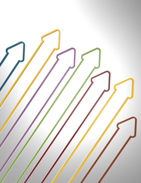 白色背景上的彩色上升3d箭头图片下载