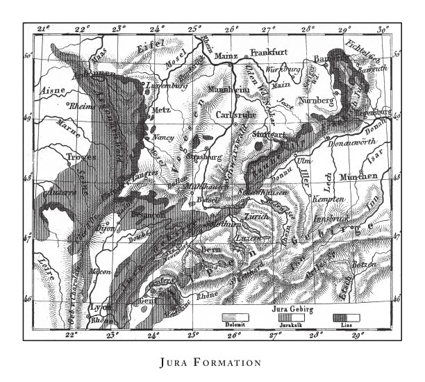 朱拉地层，特别地质版画古董插图，1851年出版图片下载