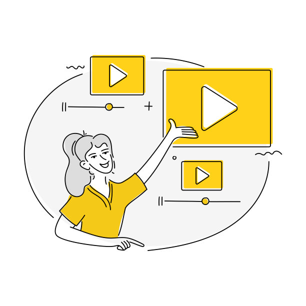 观看平面风格的在线视频矢量插图图片下载