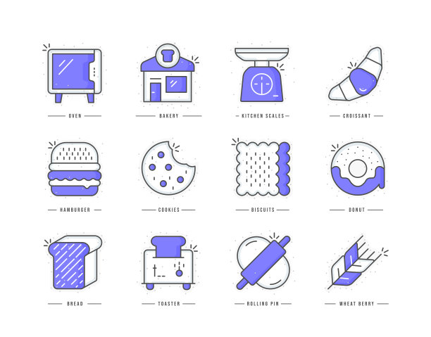 面包房平线彩色图标图片下载