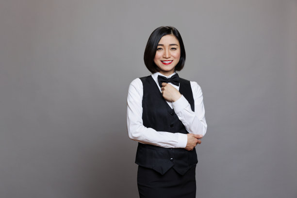 穿着制服的亚洲女服务员图片下载