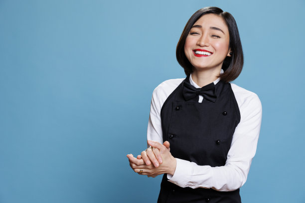 咖啡馆服务员高兴地鼓掌图片下载