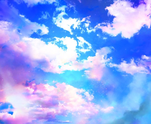 神秘的天空通向天堂，神圣的光芒透过云层的缝隙照耀在飘落的白色之外图片下载