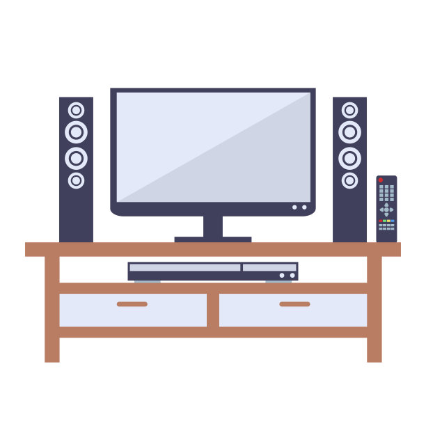 电视和扬声器，电视支架和内部设置图片下载