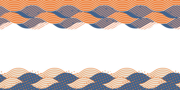 复古风格，点和条纹图案插图与日本风格的波浪图案图片下载
