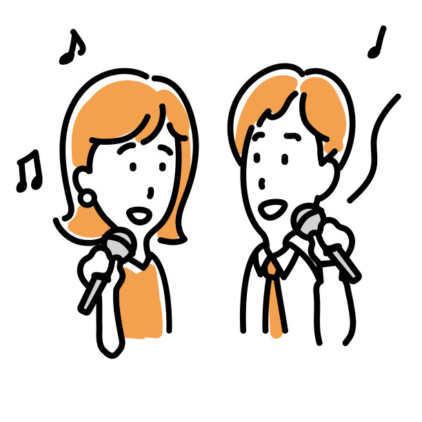 男人和女人唱卡拉ok，矢量插图图片下载