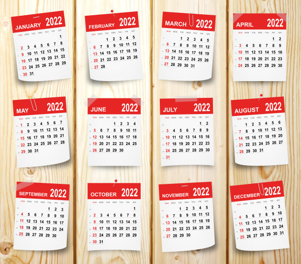 2022年日历被隔离在木制背景上图片下载