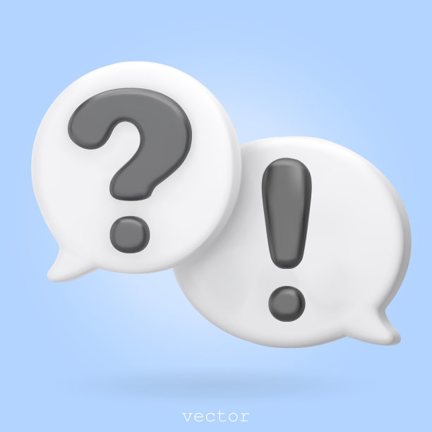 3d渲染常见问题图标，问题和感叹号标志与语音气泡。询问常见问题并回答解决方案信息。客户支持。问题回答标志。卡通3d概念。矢量图图片下载