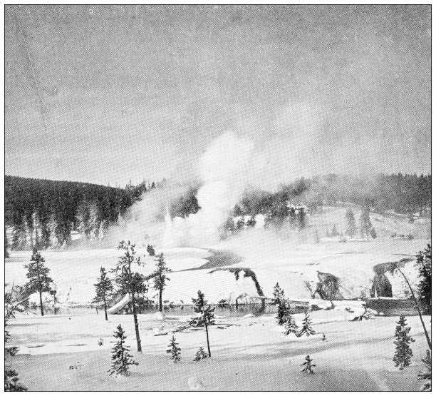 黄石公园古老的旅行照片:冬天图片下载