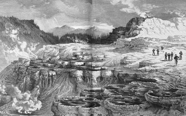 黄石国家公园的猛犸温泉图片下载