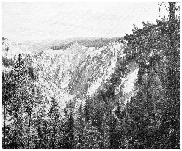 黄石公园的古董旅行照片:从格兰德角图片下载
