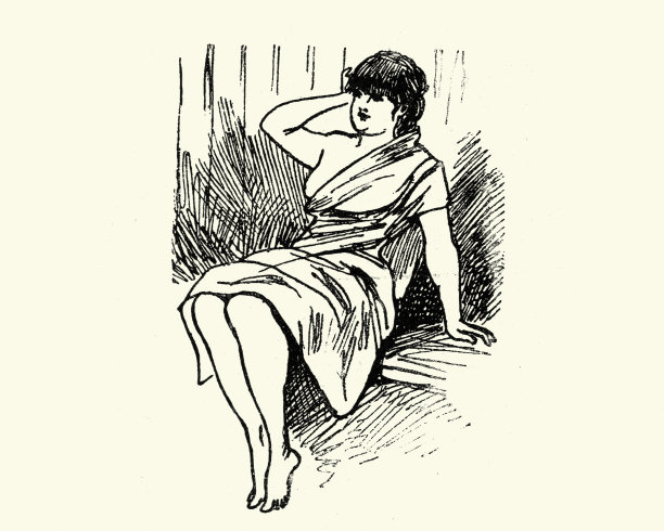 穿着长袍的年轻女子，维多利亚十九世纪图片下载