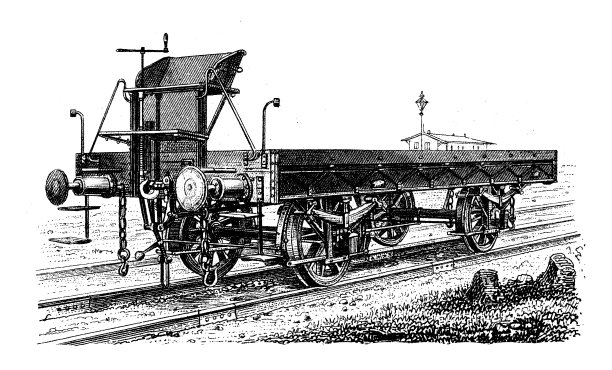 仿古雕刻插画、工程技术:火车马车图片下载