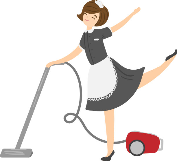 带着真空吸尘器格栅的可爱女佣图片下载