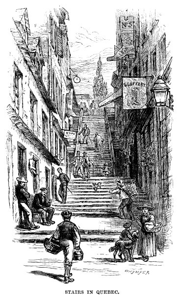 在加拿大魁北克，人们在台阶上飞行图片下载