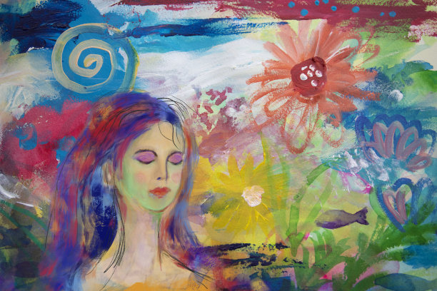 正念——女性在大自然中冥想图片下载