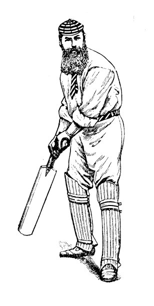 古董插图体育和休闲活动:板球运动员图片下载