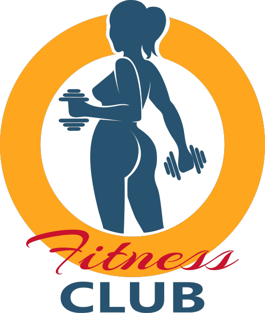 健身俱乐部标志与女性剪影持有图片下载