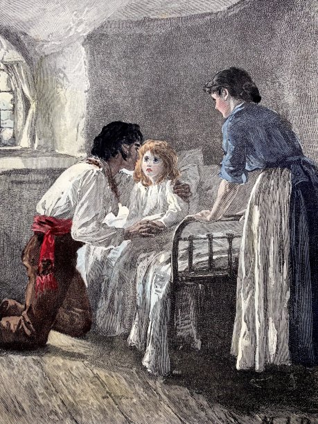 一对夫妇在他们生病的女儿的病床上图片下载