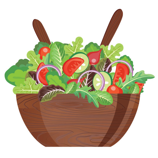 深色的木制沙拉碗和餐具图片下载