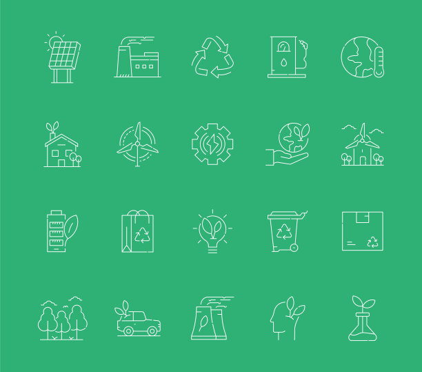 生态，矢量风格的细线图标。为图标，信息图形，移动和网页等简单和时尚的设计。图片下载