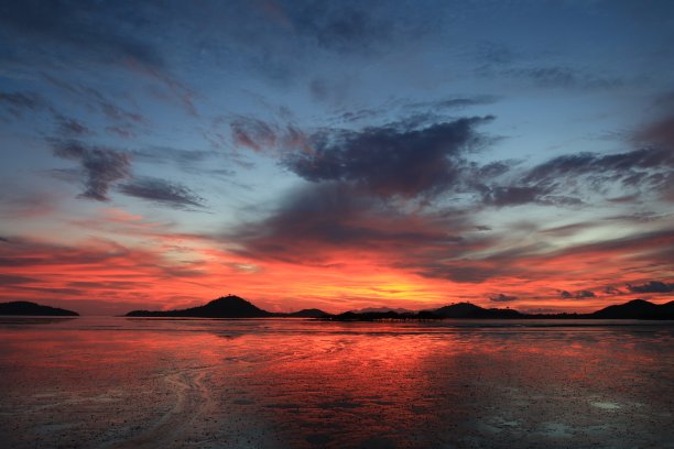 缅甸海边的日落。图片下载