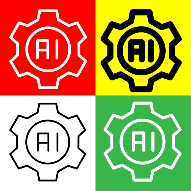 Ai驱动齿轮图标。齿轮矢量图标从人工智能收集。轮廓样式齿轮图标。图片下载