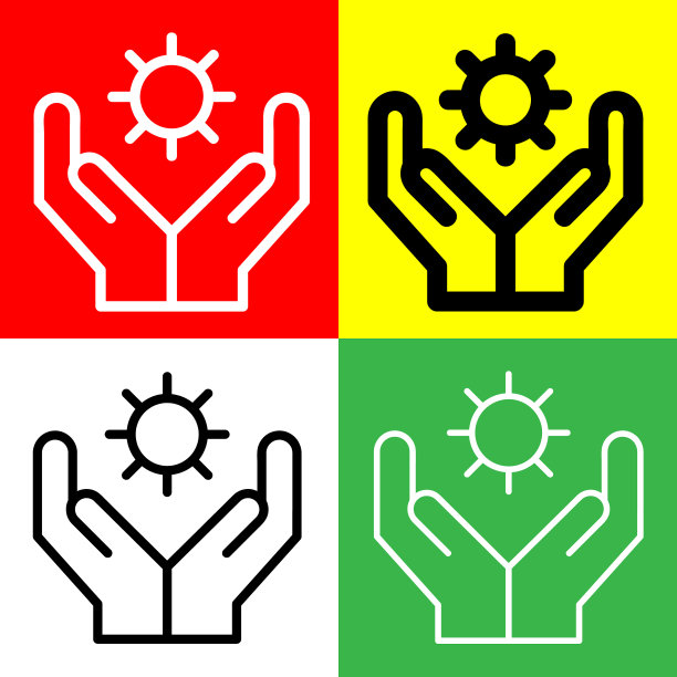 人工智能手握太阳图标。手握太阳矢量图标从人工智能收集。轮廓风格的手握太阳人工智能图标。图片下载