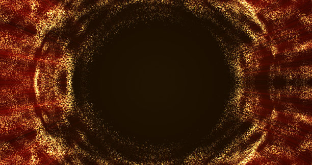 抽象橙色背景从一个能量蓝色魔法环的圆形框架发光粒子和波的能量图片下载