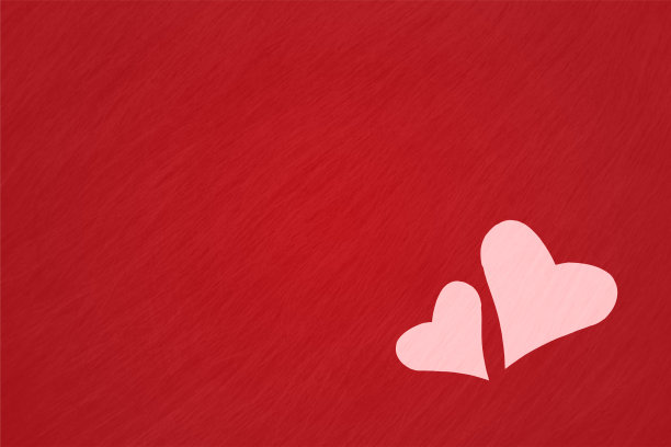 两个手绘粉色心形图标与蜡笔画在明亮的红色grunge纹理背景图片下载