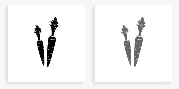 胡萝卜黑白方块图标图片下载