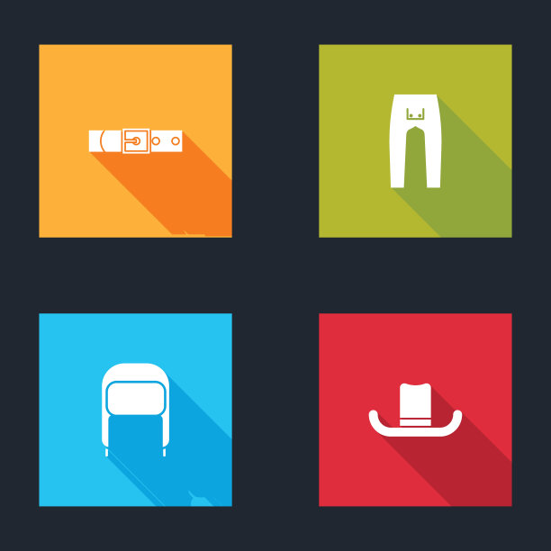 设置皮带，裤子，冬季帽子与耳朵皮瓣和男子图标。向量图片下载