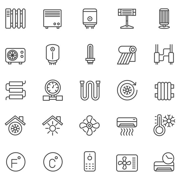 加热和冷却图标设置图片下载