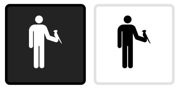 人和鹦鹉图标上的黑色按钮与白色翻转图片下载