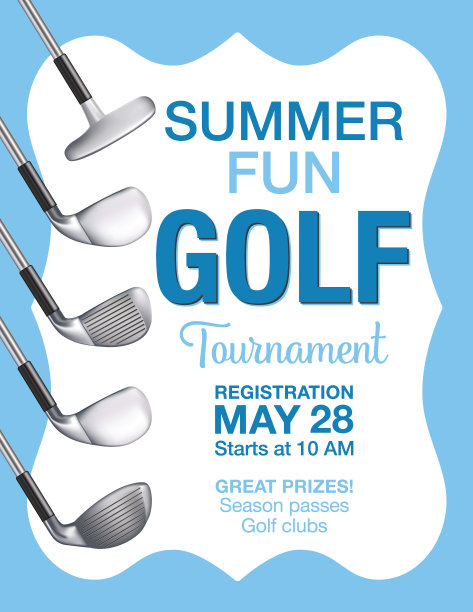 夏天乐趣高尔夫邀请模板在色调的蓝色图片下载
