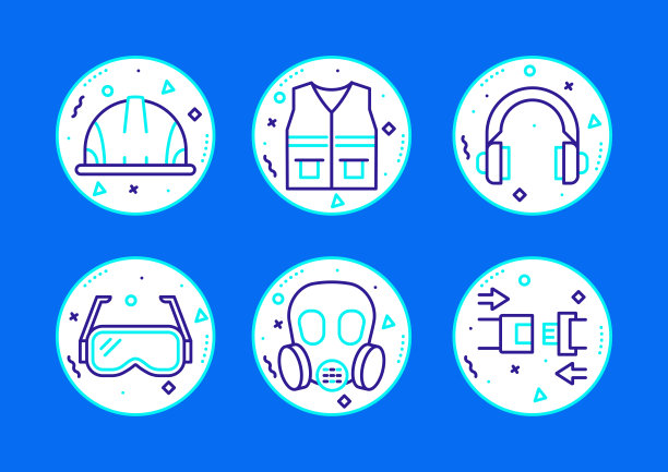 工作安全相关线图标。向量符号说明。图片下载