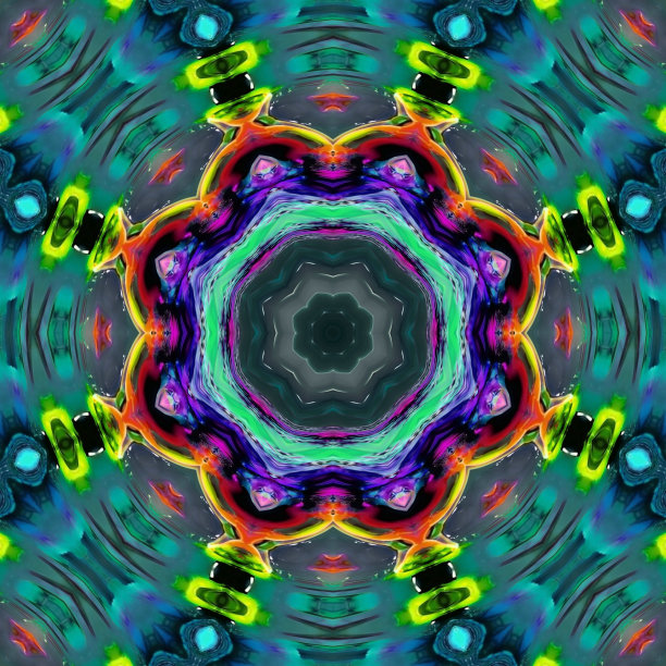 纹理色彩丰富的图案与美丽的设计变体，如万花筒，无缝图案，极，几何，和螺旋图片下载