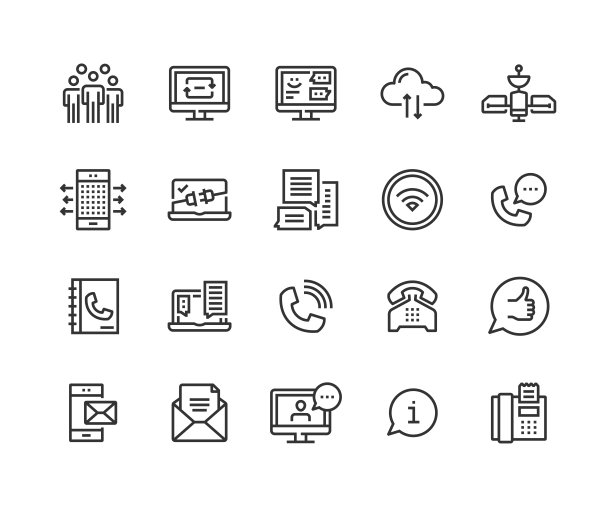 通讯，社区，网络，在线支持，云技术，卫星图标图片下载