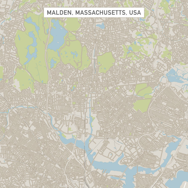 马尔登马萨诸塞州美国城市街道地图图片下载