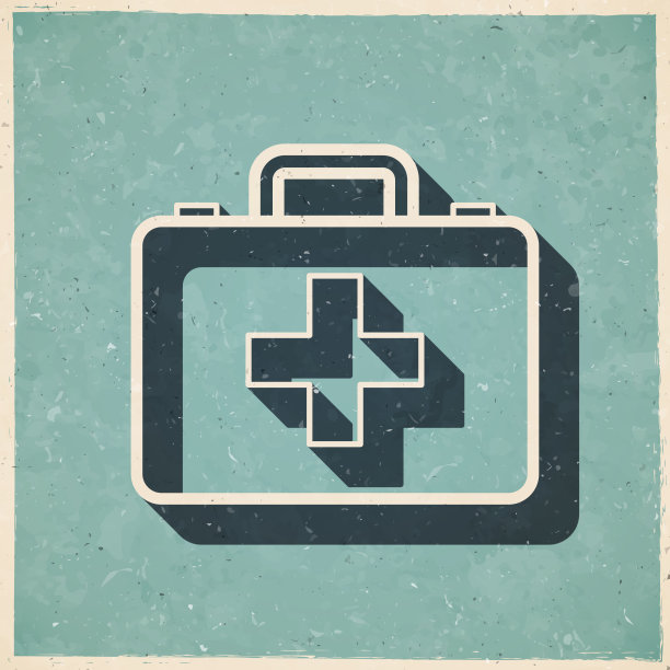 急救箱-急救箱图标在复古风格-旧纹理纸图片下载